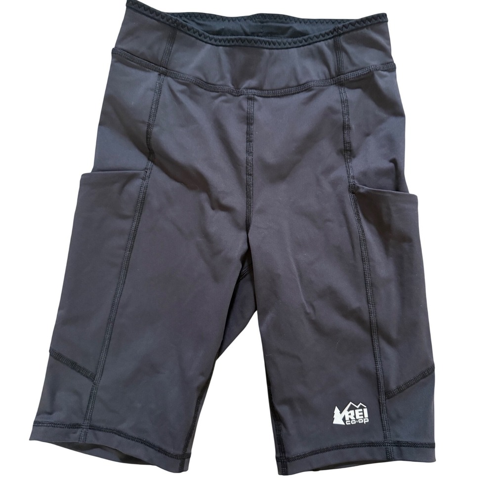 REI Co-op Womens Black Active Biker Shorts Side Pockets High Rise Small